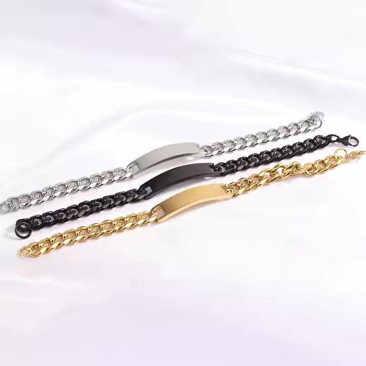 Gepantserde kettingen herenarmband "Cubanito" met gravure
