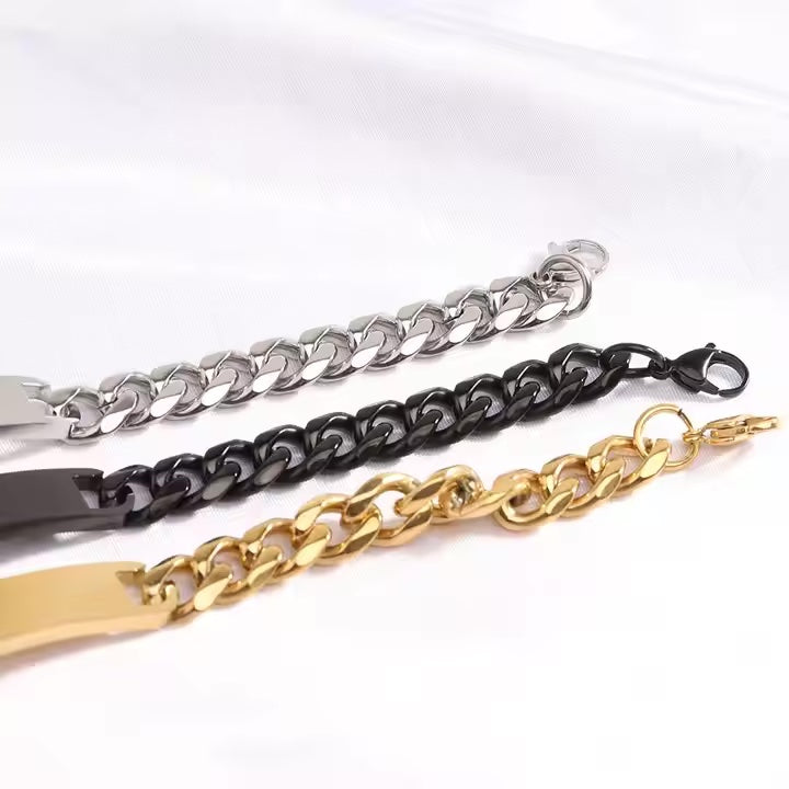 Gepantserde kettingen herenarmband "Cubanito" met gravure