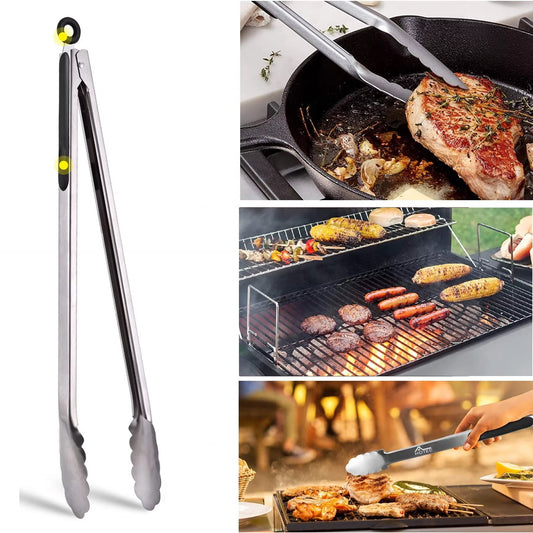 Grilltang met gravure, roestvrij staal & silicone. Extra lang, gepersonaliseerd met individuele gravure