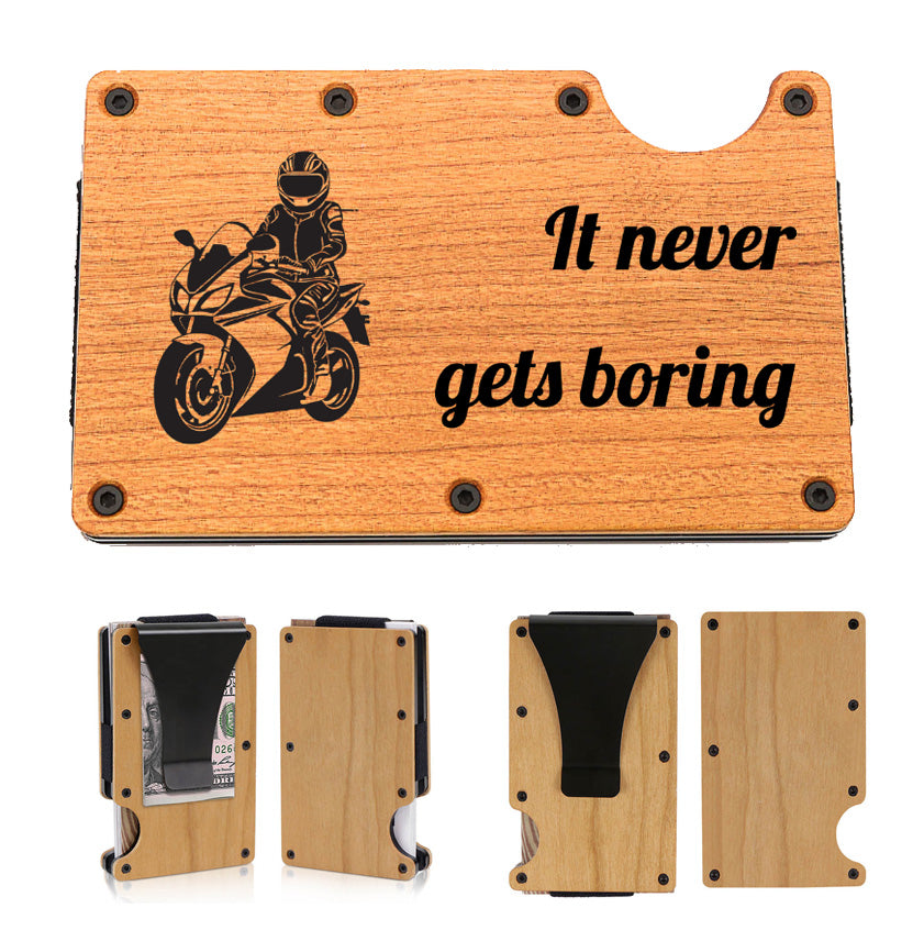 Houten kaarthouder met persoonlijke gravure, RFID-bescherming