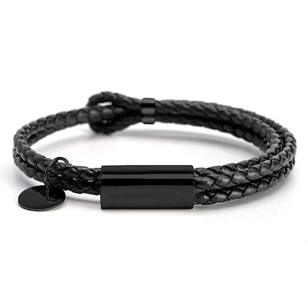 Herrenarmband "Bar & Charm" aus geflochtenem Leder und Gravur